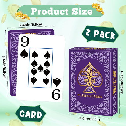 Wkchxd 2 Pack, Playing Cards Deck of Cards, Large Print Playing Cards, Easy to Shuffle, Premium Poker Cards for Card