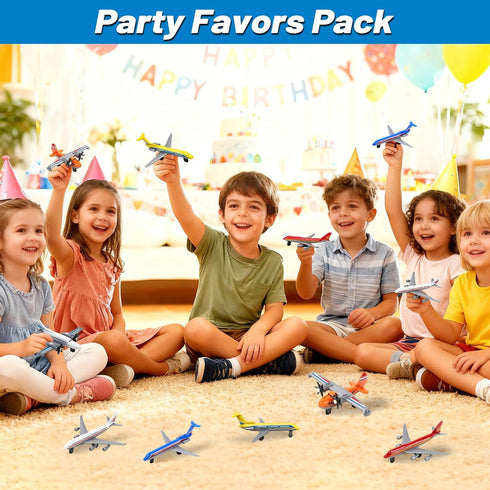 6 Pack 3-5 6 7 QUANA Airplane Toys, Metal Plane Pull Back Toy Airplanes for Kids Years Old, Die Cast Aircraft Models
