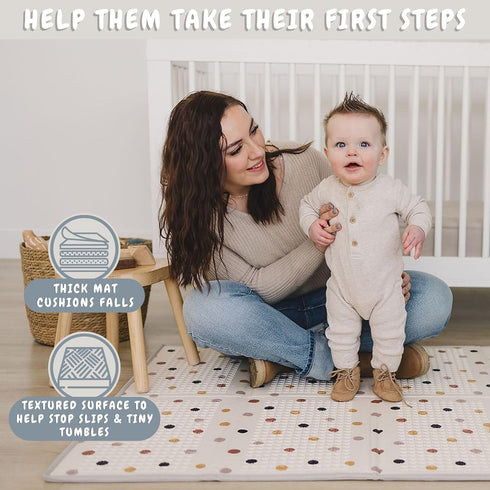 47 35 Inches) Bubba Bear Baby Play Mat, Thick Foam with Pattern Design, Foldable Waterproof Padded Crawling Mat
