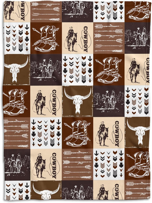 (01, 30x40 Western Blanket, Western Decor for Nursery Room, Baby Blankets for Boys Girls, Cowboy Baby Blankets, Western