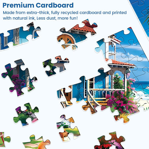 300 300 20.5*15 inch Pieces Puzzle for Adults | Beach House Puzzle | Recycled Cardboard Large Piece Jigsaw Puzzles