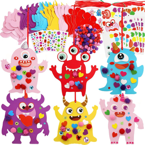 Fancy Land Valentine's Day Craft Kits Foam Valentine Monster Ornament Decoration for