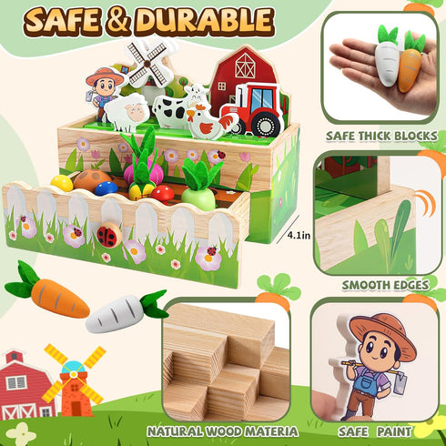 1-3 1st Montessori Toys for Year Old | Wooden Animal Farm Toddler Toys | Shape Sorting Educational Learning Fine Motor