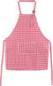Jennice House Kids Aprons - Children's Pure Cotton Gingham Apron with Pocket, Adjustable Neck Strap (Red, S)