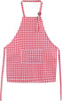 Jennice House Kids Aprons - Children's Pure Cotton Gingham Apron with Pocket, Adjustable Neck Strap (Red, S)