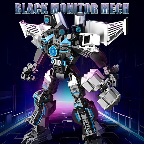 Set, 400 HIGH GODO Black Monitor Mech Robot Building Blocks Toilet Upgraded TV Figure Mech Model Building Kit, Cool