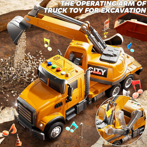 3-5 4-6, 2-4 4-7 1-3 JUKUDAHU Excavator Toys for Boys Aged Play Excavator with Light and Sound, Toy Truck Construction