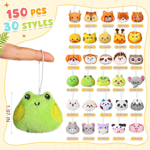 Libima Mini Stuffed Animals Sea Animal Plush Keychain Set, 150 Pcs for Carnival Birthday Classroom Prizes