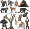 Toymany 15PCS Monkey Primates Figurines, Plastic Jungle Animals Set Included Tree Monkey