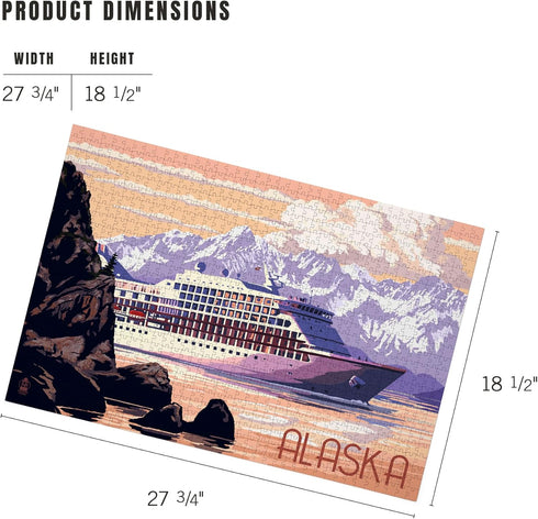 Lantern Press 1000 Piece Jigsaw Puzzle, Alaska, Cruise Ship and Sunset