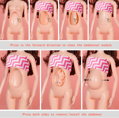 dollbie 3-Pack 11.5 inch 3 3 3 Pregnant Dolls - Fashion Dolls with Interchangeable Pregnant and Normal Bellies