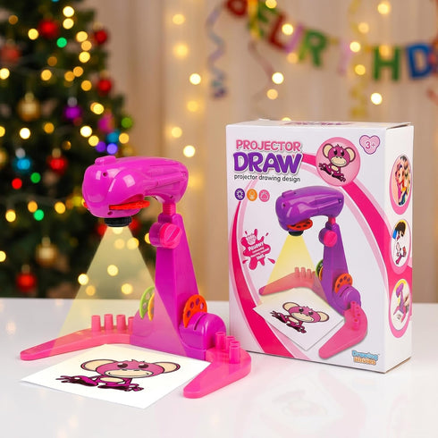 imireux 3, 4, 5, 678(Pink) Kids Drawing Projector Table, Light Up Trace and Draw Art Board with Projector Stencils