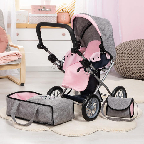Convertible Doll Stroller with Handbag - Adjustable Handle & Foldable Design