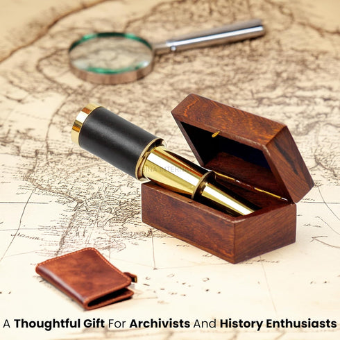 Nagina International (6 Inches, Miniature Beautiful Handcrafted Handheld Brass Telescope with Rosewood Box - Pirate