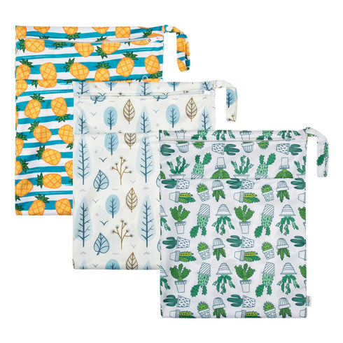 babygoal Wet Dry Bags 3 Pack for Baby Cloth Diapers, Washable Travel Bags for Beach, Pool, Gym