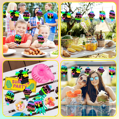 36 Summer Summer JULMELON PCS Crafts, Rainbow Scratch Art Gifts Magic Color Ice Cream Scratch Cards DIY Sweet Candy