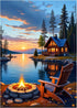 Lake Cabin Puzzles for Adults 1000 Pieces, Sunset Forest Landscape Jigsaw with