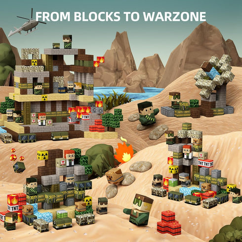 100PCS 3+, (1inch) GobiDex Magnetic Blocks Army Toys for Boys Girls, Build MagWonder for Army Men, STEM Building Toys