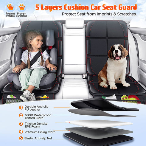 2 Pack, 600D Gimars Car Seat Protector, Waterproof Fabric Carseat Protector Car Seat Cover for Child Car Seat
