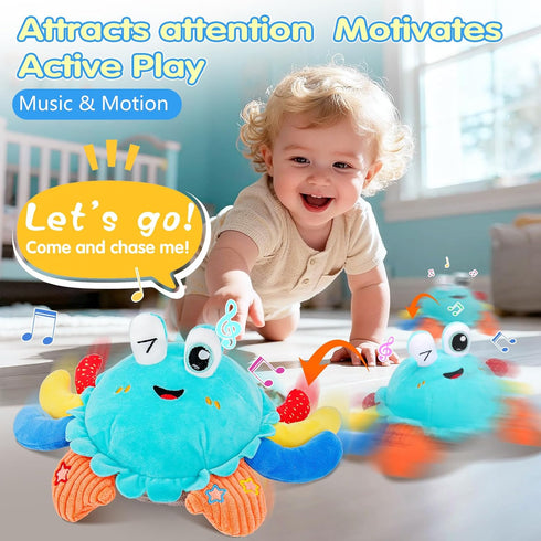 MOISTAR 1 6-12 Tummy 1-3 Baby Toys Year Old Month Time Toys Crawling Crab Musical Dancing Walking Moving Bouncing