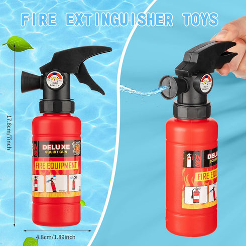 24 Pcs 7 Inch Fire Extinguisher Squirter Toys, Realistic Firefighter Water Squirt Toys for Boys Girls Pool Party Favors