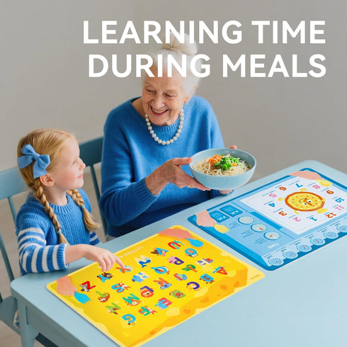 6 Pack 6 Dotimo Kids Placemats for Dining Table - Educational PVC Mats with Learning Themes (Alphabet, Numbers, Planets