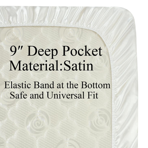 28" 52" (100% Mulberry 9" 19 Momme 6A Knlpruhk Silk Fitted Crib Sheet x Surface Pure Silk) Deep Pocket (Satin) for Baby