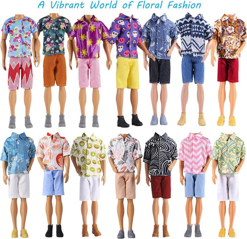 10-Item Pack 5 Sets 5 E-TING Fantastic = Fashion Casual Wear Clothes Outfit for boy Doll with Pairs Shoes (Leather