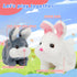 Hopearl Hopping Chubby Rabbit Interactive Electronic Pet Plush Bunny Toy with Sounds and Movements, Animated Walking