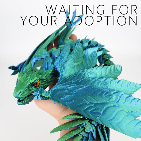 ACOCOFE 3D 16 inch 3D Printed Dragon Feathered Wyvern Toy, Large Fidget Articulated Dragon with Wings, Large Desktop