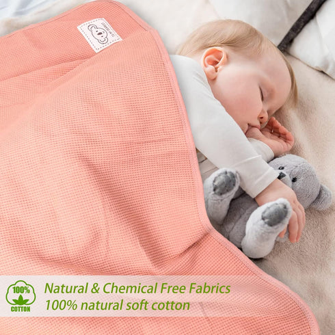HOMRITAR 100% Cotton Baby Blankets for Girls Soft Breathable Waffle Blanket for Infant and Newborn with Cute Koala Design Receiving Blanket 30 Inch Pink by HOMRITAR
