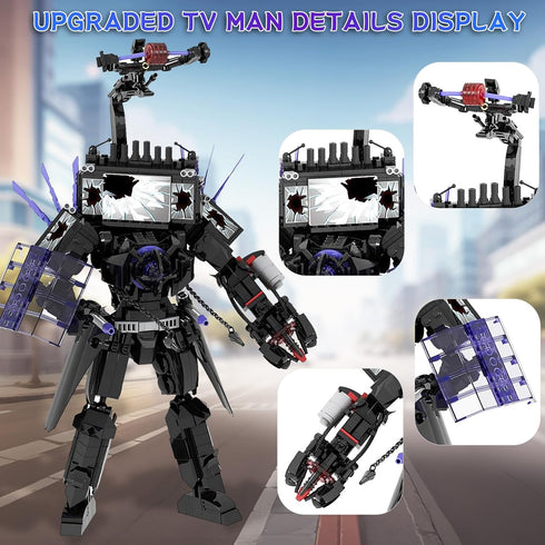 Set, (703pcs) Bentex Toilet Upgraded Damaged TV Man Figure Building Block Upgraded Cameraman Speakerman Game Model