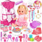 PROOU Baby Care Doll Toys Set, 36PCS Dolls Playset, Hair Salon Pretend