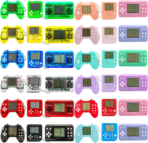 36 Pack Video Game Keychain Mini Square Handheld Keychains for Kids Birthday Party Favors, Class Prize Fillers