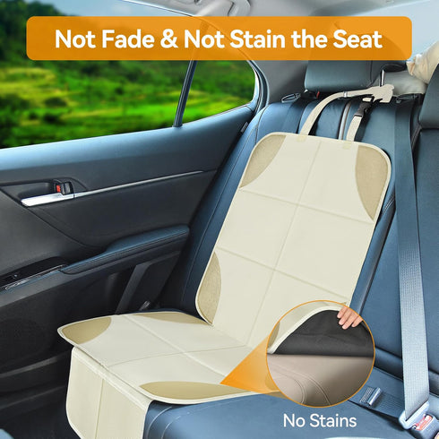 Musclez 600D 2 (White-2pcs) Car Seat Protectors, Car Seat Covers Waterproof Fabric, Non-Slip Backing & Mesh Pockets