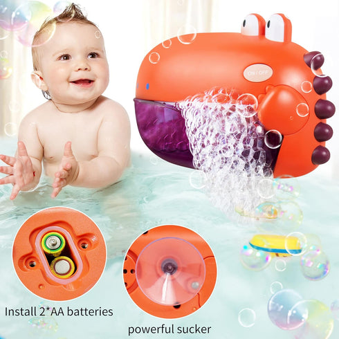 Grechi Dinosaur Bath Toys, Automatic Bubble Machine for Baby Bathtub, Plays 12 Children’s Songs, Gifts for Toddlers