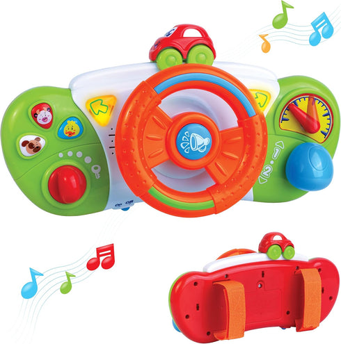 HAP-P-KID My First Baby Stroller Toy, Toddler Steering Driving Wheel, Car Seat Educational