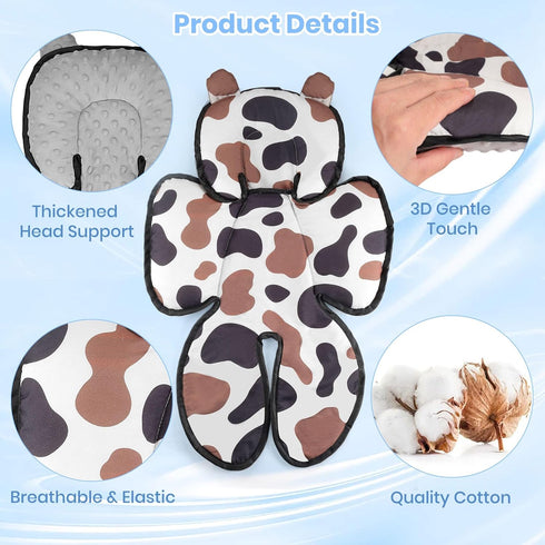 3in1 Baby Car Seat Head Body Support,Soft Breathable Infant Car Seat Insert Newborn Boy Girl,Reversible Cotton-Minnky