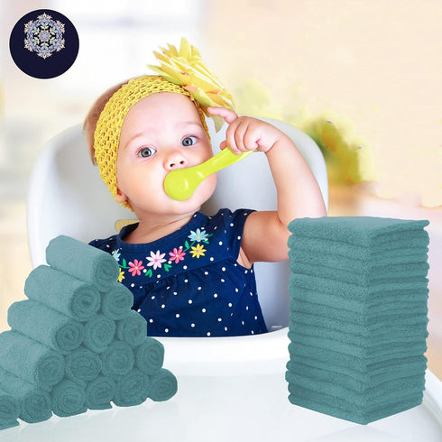 32 Pack 10x10 Inch Baby Washcloths - Luxury Coral Fleece - Absorbent and Soft Wash Clothes for Newborns, Infants