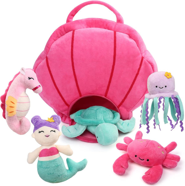 BenBen Ocean Stuffed Animal, 5 Pack Small Sea Creature Plush Toys and