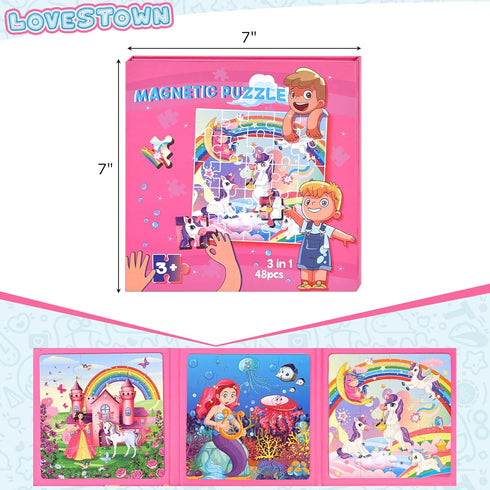 LovesTown Magnetic Travel Puzzles Book, Fairytale Magnetic Puzzles for Toddlers Learning Magnetic Puzzles for Road Trip