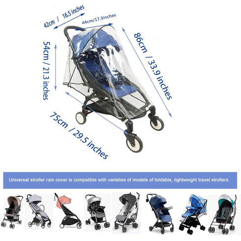 Universal Stroller Rain Cover - Compact Travel Cover for Toddler Umbrella Stroller, Waterproof Snow Wind Shield
