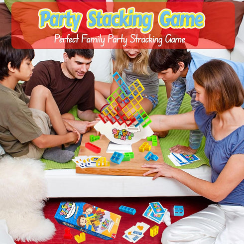 64 Pcs Tetra Tower Stacking Game, Fun Balance Building Blocks Board Games for Kids Adults Family Party Gifts