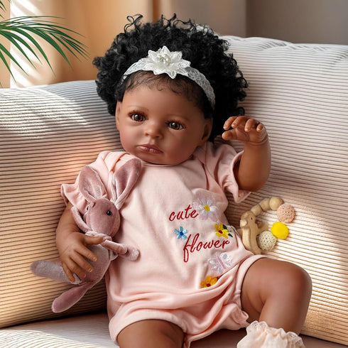 20 Inch 3+ BABESIDE Black Baby Dolls, Realistic Cute Soft Body Baby Doll Real Life Baby Dolls with Accessories for Year