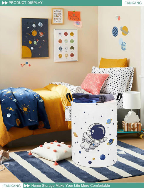 FANKANG Storage Basket, Foldable Canvas Laundry Hamper with Waterproof PE Coating for Kids, Office, Bedroom, Toys