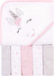 Hudson Baby Unisex Baby Hooded Towel and Five Washcloths, Pink Unicorn, One