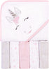 Hudson Baby Unisex Baby Hooded Towel and Five Washcloths, Pink Unicorn, One