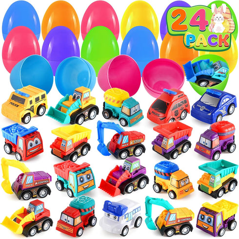 Duchong Prefilled Easter Eggs with Cars Toys for Easter Eggs Hunt, 24