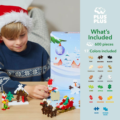 2025, 25 3D Countdown 600 Plus Plus Christmas Advent Calendar Kids Building Block Toys, Mini Puzzle Kits, Fun Holiday