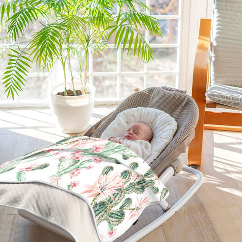 Cactus Baby Blanket for Girls Boys - Soft Warm Reversible Infant, Newborn, Toddler Receiving Blanket, 30"x40"